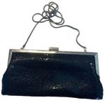 Valerie Stevens Sequin Shoulder Bag Black Silver Prom Formal Evening Wedding Photo 0