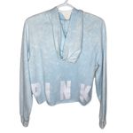 PINK - Victoria's Secret Pink Victoria’s Secret tie dye baby blue cropped hoodie with lace up detail XS Photo 1