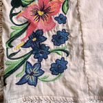 SIGNATURE8 Ecru Tassel Trim Open Front Short Kimono Top Embroidered Flowers S Red Photo 4