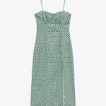 ZARA Turquoises Linen Blend Polka Dot Dress Photo 3
