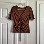 H&M Chocolate Brown Ruched Shirt Photo 0