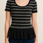 Anthropologie Meadow Rue Black Small Blouse Ruffled Feminine Minimal Romantic Photo 0
