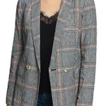Bershka SALE! Gray  Plaid Long Linen Blend Blazer Size S EUC Photo 6