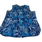 Sawyer VTpG  creek studio blue flopral click button front up vest with pockets L Photo 6