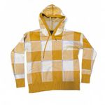 Rachel Roy Women’s Medium Mustard Yellow Plaid Hooded Sweater Pullover Hoodie Photo 0