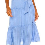 Privacy Please Revolve ‎ Periwinkle Blue Ventura Checked Tiered Midi Skirt Photo 0