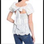 Antonio Melani CONSTANCE BLOUSE EYELET EMBROIDERED FLORAL WHITE SKY BLUE size 8 Photo 1