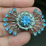 Vintage Unsigned Juliana? Blue Sprayed V Pin Back Mini Brooch Photo 9