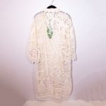 Farm Rio NEW Guipure Off White Lace Crochet Semi Sheer Shirt Dress Ivory Small Photo 4