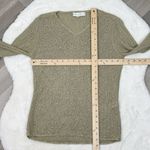 Petite Sophisticate Vintage  Beaded Linen Blend V Neck Sweater Olive Medium Photo 10