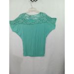 Poliana Plus Women XL Green Blouse Short Sleeve Batwing‎ Lace Photo 1