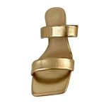 Vince Camuto Aslee Gold Metallic Two-Strap Square Toe Heeled 7 Dress Sandals Photo 2