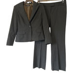 Anne Klein  Women's Pinstripe Suit Blazer Pants Set Size 10 Black Professional Photo 0