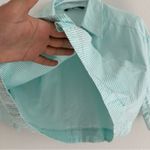 ZARA  Light Green Striped Button-Up Crop Shirt Size: XS Photo 6