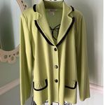 Misook EXCLUSIVELY  Button Front green Cardigan Jacket Size L Black Trim Photo 0