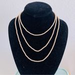 Trifari VINTAGE  Faux TRIPLE Mini Gold Pearls Necklace Strand Photo 0