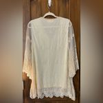 A'Reve Cream Lace Blouse with Sheer Sleeves White Size M Photo 2