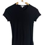 James Perse Standard  Black Short Sleeve Ruched Skinny Midi Dress Size Small Photo 2