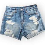 American Eagle  90s Boyfriend Ripped Distressed High Waisted Jean Shorts 4 Photo 0