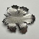 Vintage Giovanni Textured Leaf Silver Tone Signed Brooch Pin Fall / Autumn Photo 0