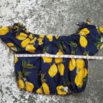 Blush  Lemon Print Off The Should Crop Top Photo 6