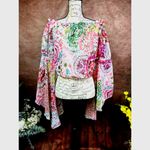 Live 4 Truth Crop Top with Exaggerated Bell Sleeves Floral Size S Photo 5