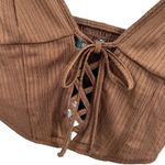 Urban Outfitters  Brown Lace Front Cropped Top Size Medium Photo 2