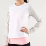 Lululemon  Run Warm Up Crew Long Sleeve 1/2 Zip Back White Dune Women’s Sz 10 Photo 0