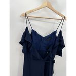 Lulus Womens Navy Blue Gown Size S Cold Shoulder Wrap Event Party Wedding Photo 2