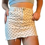 Topshop  Moto White Denim Polka Dot Mini Skirt - size 6 Photo 0