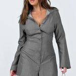 Princess Polly SOLD OUT Anni Pin Stripe Mini Dress Grey Photo 1