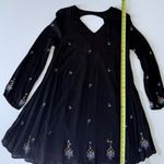Japna  Black Long Sleeve Embroidered Boho Mini Dress with Open Back Women’s Size M NWT Photo 6