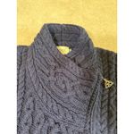 Saol Ireland Merino Wool Cable Knit Cardigan Sweater Zip Celtic Shawl Collar M Blue Size M Photo 7