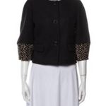 Tory Burch Peggy Calf Half Trimmed Wool Blend Jacket Black Women's Size 12 Photo 9