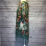 Sweet Rain Sweat Rain Floral Fringe Kimono Cardigan Size Medium | Green Lace Boho Photo 1