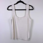 Calvin Klein  Square Neck Knit Tank Top Cream Women's Size Large Rayon Logo Photo 2