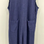 Kleën Linen Viscose Blend‎ Wide Leg Jumpsuit Dark Navy Blue Women’s Size Medium Photo 6