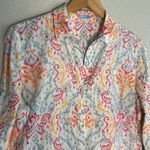 J. McLaughlin  Paisley Pastel Button Down Shirt Pink Blue Coastal Preppy Vacation Photo 1