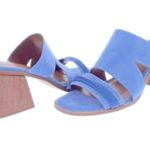 H by Halston  Blue Suede Chunky Heel Sandals Size 8.5 B34 Photo 0