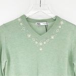 ZARA Wool Blend Pearl Beaded Sweater M Green Photo 3