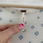 Free People White Blue Macra Maze Me Printed Fringe Bohemian Pleasant Blouse Photo 8