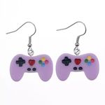 🆕Purple Game Console Controller Charm Dangle Earrings Photo 0
