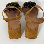 ZARA Tan Suede Raffia Pom Pom Strappy Sandals Photo 3