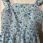 Draper James  Blue Floral Smocked Ruffle Strap Dress Photo 2