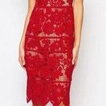 For Love & Lemons NEW  Gianna Lace Midi Dress Floral in Hot Red Women's S Photo 0