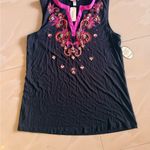 Soma Womens Tunic Top Black Sleeveless Notch Neck Stretch Crochet Blouse M Size M Photo 9