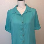 Tea N Rose blue lightweight button Down asymmetrical dress Photo 1