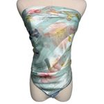 Adrienne Vittadini vintage silk floral garden sheer stripe rolled edge scarf 34” Photo 8