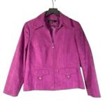 Tribal Magenta Faux Suede Moto Jacket Women’s Size 6 Zip Front Silver Detail GUC Pink Photo 1