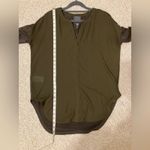 Lysse  Millie Top Size S Womens Olive Green‎ Tunic Blouse V Neck Chiffon Knit Mix Photo 10